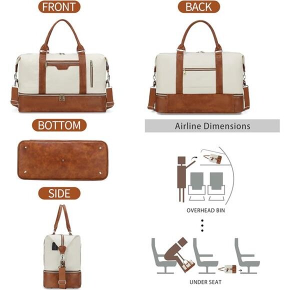 Weekender Bags For Women With Shoe Compartment Large Capacity Travel - Picture 2 of 6